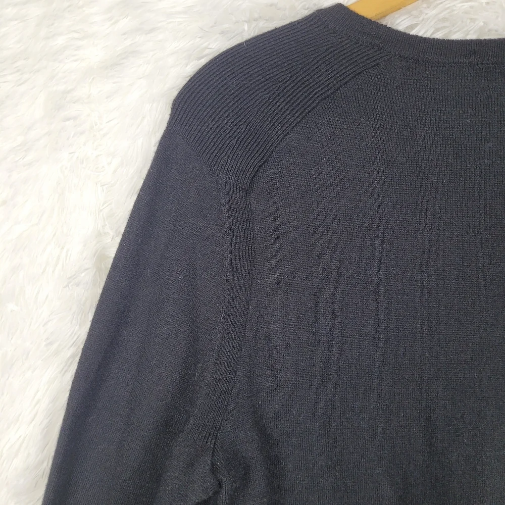 Express‎ Merino Wool Blend Crewneck Sweater Mens Medium Black Quiet Luxury
